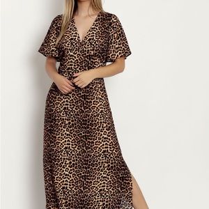 Black Milk Claws Out Short Sleeve Cheetah Maxi Dress